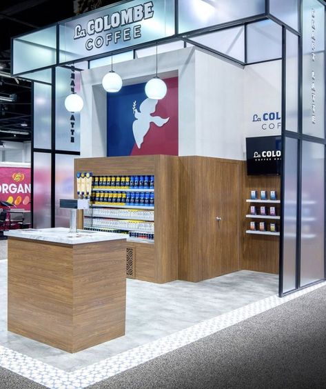 La Colombe was ready for an elevated presence with a larger footprint at Natural Product Expo West in 2019. The client desired an eye-catching, high-identity exhibit with a modern, clean feel and plenty of room for sampling their coffee products. Using simple framework and upscale lighting design, Acer delivered an inviting on-brand atmosphere which ensured non-stop booth traffic. Low Budget Exhibition Booth Design, Eco Friendly Exhibition Booth Design, Eco Exhibition Booth, Sustainable Exhibition Booth Design, Conference Exhibit Booth, Expo West Booth, Exhibit Ideas, Expo West, Exhibition Booth Design