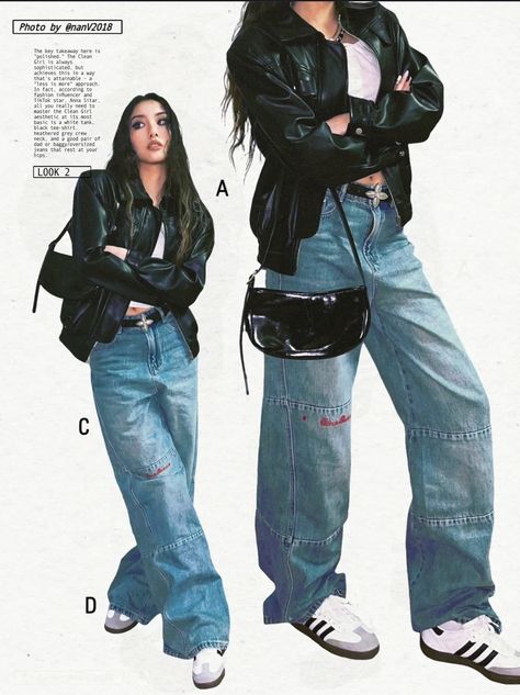 90s Jeans Aesthetic, Nanv2018 Outfits, Korean Street Wear Women, 90’s Inspired Outfits, K Pop Concert Outfit Ideas, Fashion Fails, Kpop Style, Looks Black, Mode Vintage