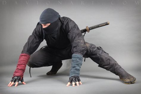 NINJA STOCK X by PhelanDavion Dynamic Crouching Pose, Stealth Pose Reference, Ninja Poses Drawing Reference, Ninja Reference, Ninja Poses, Ninja Pose, Battle Poses, Crouching Pose, Male Pose