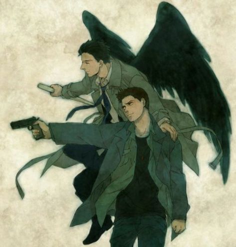 Artist unknown, but it’s still beautiful Castiel Fanart, Destiel Fanart, Castiel Supernatural, Supernatural Fan Art, Supernatural Art, Dean And Castiel, Supernatural Destiel, Odaiba, Supernatural Fans