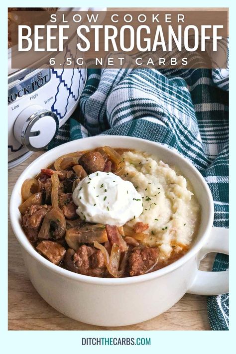 Low Carb Beef Stroganoff Crockpot, Beef Stroganoff Slow Cooker, Low Carb Beef Stroganoff, Utah Recipes, Stroganoff Slow Cooker, Crock Pot Stroganoff, Keto Beef Stroganoff, Beef Stroganoff Crockpot, Low Carb Crock Pot Recipes