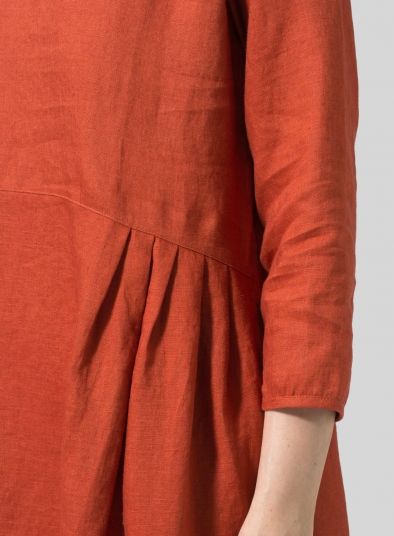 Empire Waist Midi Dress, Vivid Linen, Midi Dress Style, Three Quarter Sleeves, Natural Linen, Quarter Sleeve, Empire Waist, Gorgeous Dresses, Burnt Orange