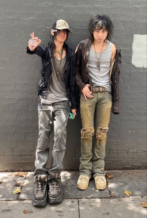 Japanese Punk Fashion, Punk Fashion Men, Grunge Outfits Men, Japanese Punk, Japanese Mens Fashion, Trashy Outfits, Fashion 2000s, Fashion Me, Gyaru Fashion