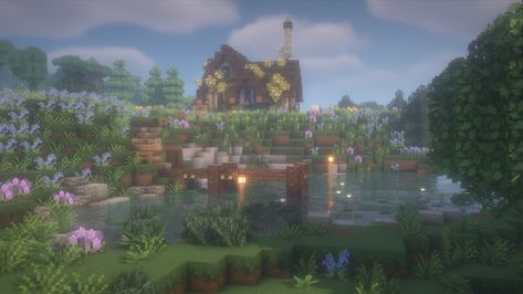 cottage overlooking a tiny lake (or large pond)! I'm using the "William Wyther's Overhauled Overworld" mod, as I really love how it spruces up all the vanilla biomes! Texture packs: Mizuno's 16 craft Ikuyuk's Botanic Collection Gali's Bushy Leaves #minecraftbuilds #minecraftaesthetic #bslshaders ##minecraftdesign #minecraftdesigns #bluebellseason #cottageliving #lavenderaesthetic Minecraft Pond, Aesthetic Minecraft Builds, Minecraft Idea, Cottagecore Minecraft, Large Pond, Lavender Aesthetic, Minecraft Inspo, Three Musketeers, Minecraft Ideas