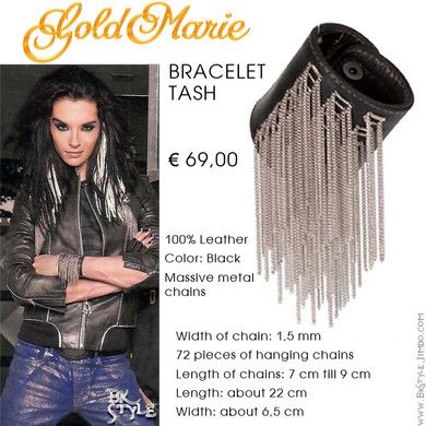 Bracelet Tash $96.00 USD Rock Outfits Men, Hotel Outfits, Berry Avenue Codes, Anime Cosplay Makeup, Rock Outfits, Bill Kaulitz, Funky Fashion, Cosplay Makeup, Tokio Hotel