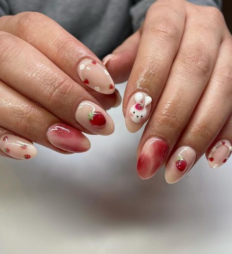 Strawberry Themed Nails, Theme Nails, Decorative Nails, Strawberry Theme, Themed Nails, Nails Inspo, Nail Manicure, Short Nails, Nail Design