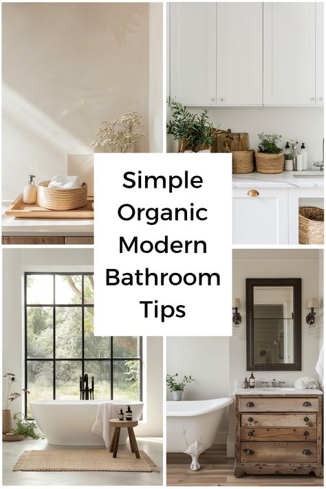 Some quick tips and ideas to create an organic modern bathroom in your home. Modern Organic Guest Bathroom, Modern Organic Bathroom Decor, Modern Organic Bathroom, Bathroom Moodboard, Modern Organic Decor, Organic Bathroom, Organic Modern Bathroom, Bathroom Tips, Natural Bathroom