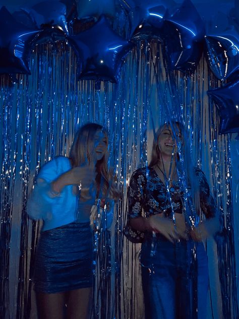 Euphoria Themed Party Aesthetic, Disco And Denim Party, Blue Cowgirl Birthday Party, Blue Aesthetic Party Ideas, Midnight Birthday Theme, Blue Birthday Party Aesthetic, Abba Birthday Party, Blue 16th Birthday Party, Midnight Birthday Party