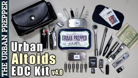 Urban Altoids EDC Kit | reThinkSurvival.com Prepper Items, Peter Adams, Ratchet Tool, Altoid Tin, Primitive Survival, Altoids Tins, Edc Bag, Survival Quotes, Survival Shelter