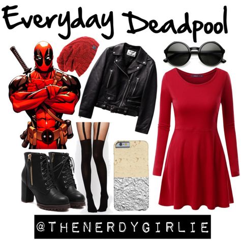 Everyday Deadpool by thenerdygirlie on Polyvore featuring mode, Doublju, ASOS, ZeroUV and Poste Deadpool Outfit, Marvel Outfits, Marvel Inspired Outfits, Disneybound Ideas, Marvel Fashion, Avengers Outfits, Villain Outfits, Everyday Cosplay, Character Fashion