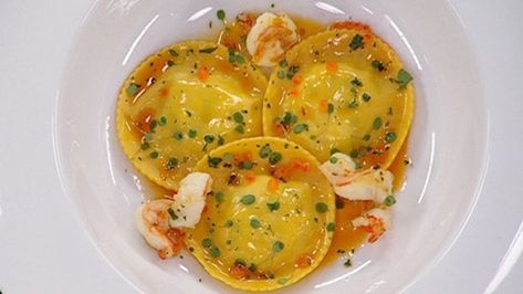 Fennel and Prawn Tortellini with Chipotle Truffle Oil Truffle Butter Recipe, Fish Cooking, Masterchef Recipes, Tv One, Masterchef Australia, Truffle Butter, Truffle Oil, Fun Baking Recipes, Cooking Show