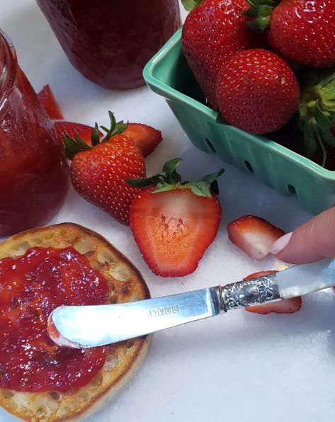 Easy Strawberry Basil Jam in 15 Minutes Strawberry Basil Jam Recipe, Basil Jam Recipe, Strawberry Basil Jam, Basil Jam, Refrigerator Jam, Strawberry Jam Recipe, Strawberry Basil, White Balsamic, White Balsamic Vinegar