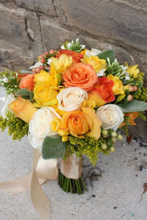 yellow and orange wedding | Petals & Paper Boutique: Yellow, Orange, and Ivory Wedding Yellow And Orange Wedding, Wedding Bouquet Yellow, Bouquets For Wedding, Yellow Wedding Decorations, Orange Wedding Themes, Yellow Wedding Bouquet, Ivory Bouquet Wedding, Orange Wedding Colors, Simple Beach Wedding