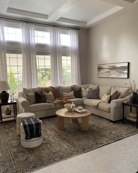 34 Grey Couch Living Room Ideas That Complement Any Space Beige Sectional Living Room, Gray Color Palette Living Room, Brown And Cream Living Room, Modern Farmhouse Living Room Ideas, Cream Living Rooms, Color Palette Living Room, Grey Couch Living Room, Modern Farmhouse Living, Beige Living Rooms