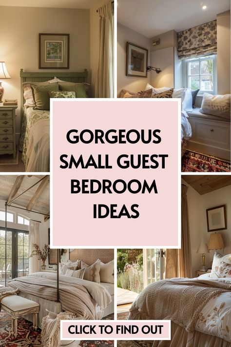 🎨 Revamp your guest space with top bedroom interior tips and guest bedroom design strategies that make every square foot sing. 🎶 Discover how to create a guest bedroom that combines comfort and elegance. Read our article now! 📘 Guest Bedroom Set Up, Unique Guest Bedroom Ideas, King Bed In Small Room, Tiny Guest Bedroom Ideas, Guest Room Design Ideas, Small Guest Bedrooms, Simple Guest Bedroom, Small Guest Room Ideas, Tiny Guest Room