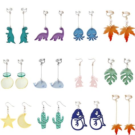 Cheap Clip Earrings, Buy Quality Jewelry & Accessories Directly from China Suppliers:Punk Animal No Ears Hole Dinosaur Earrings Cute Acrylic Leaf Shark Non Pierced Clip On Earrings For Women Grils Club Party Enjoy ✓Free Shipping Worldwide! ✓Limited Time Sale ✓Easy Return. Dinosaur Earrings, Club Parties, Earrings Cute, Club Party, Fashion Jewelry Earrings, Clip Earrings, Party Shop, Quality Jewelry, Earrings For Women