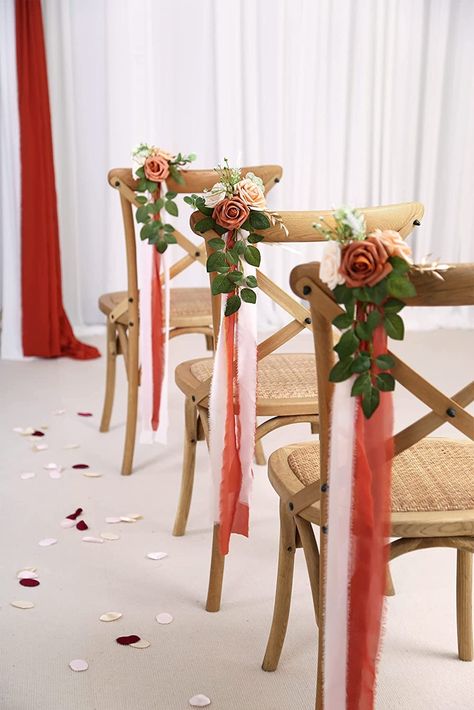 Chair Decorations Party, Reception Chair Decorations, Chair Flowers, Brides Chair, Pew Flowers, Wedding Ceremony Chairs, Decorations For Wedding, Flowers Eucalyptus, Aisle Decorations