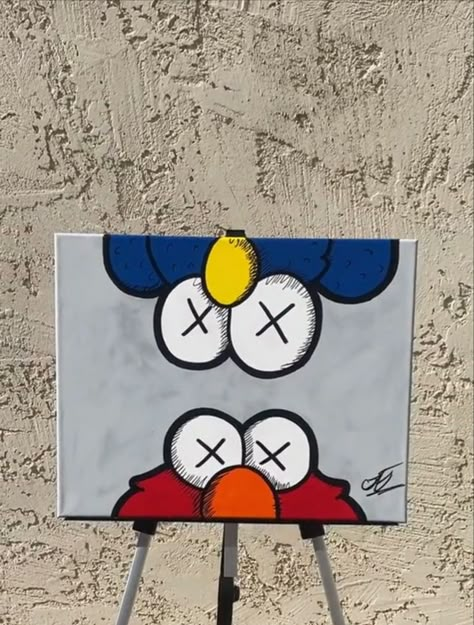 Christian Dior Painting Canvas, Easy Unique Paintings, Hypebeast Painting Ideas On Canvas, Simple Canvas Painting Ideas Wall Decor, Cool Cute Paintings, Cool Art Canvas, Grafitti Paintings On Canvas, Canvas Painting Inspo Easy Aesthetic, Kaws Canvas Painting Easy