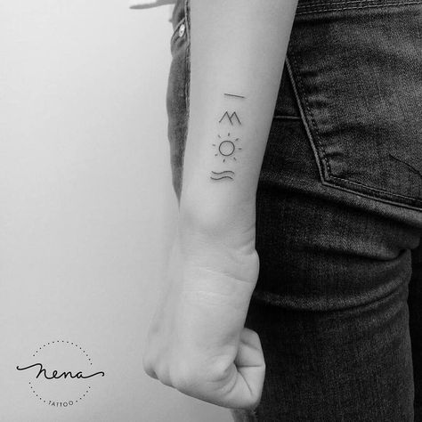 Simple Symbol Tattoos by Nena_Tattoo Minimal Elements Tattoo, Simple Symbol Tattoo, Four Elements Tattoo Symbols, Elements Tattoo Symbols, 4 Elements Tattoo Minimalist, Element Tattoo Ideas Symbols, 5 Elements Tattoo, Minimalist Nature Tattoos, 4 Elements Tattoo