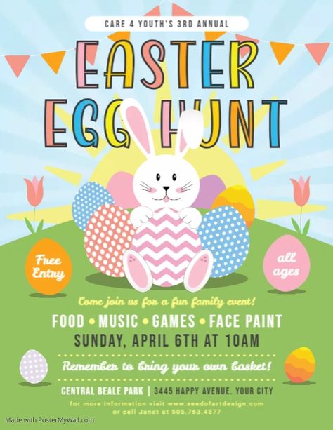 Easter Egg Hunt Flyer, Easter Bunny Egg Hunt, Key Club, Flyer Free, Eggs Flowers, Bunny Egg, Flowers Colorful, Easter Bunny Eggs, Cute Easter Bunny