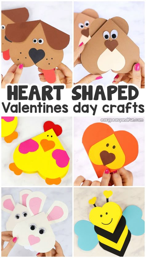 Heart Animals Crafts – Valentines Heart Shaped Animals If you need a fun Valentines day project to make with your kids, you just have to give this heart animals crafts a go. These heart shaped animals make the most wonderful DIY Valentines and are really easy to make.#valentinesdaycrafts #hearshapedcrafts #animalcrafts Heart Shaped Animals, Lion Craft, Valentines Bricolage, Heart Animals, Animals Crafts, Heart Shaped Valentines, Valentine's Day Crafts For Kids, Valentines Day Crafts, Valentine Crafts For Kids