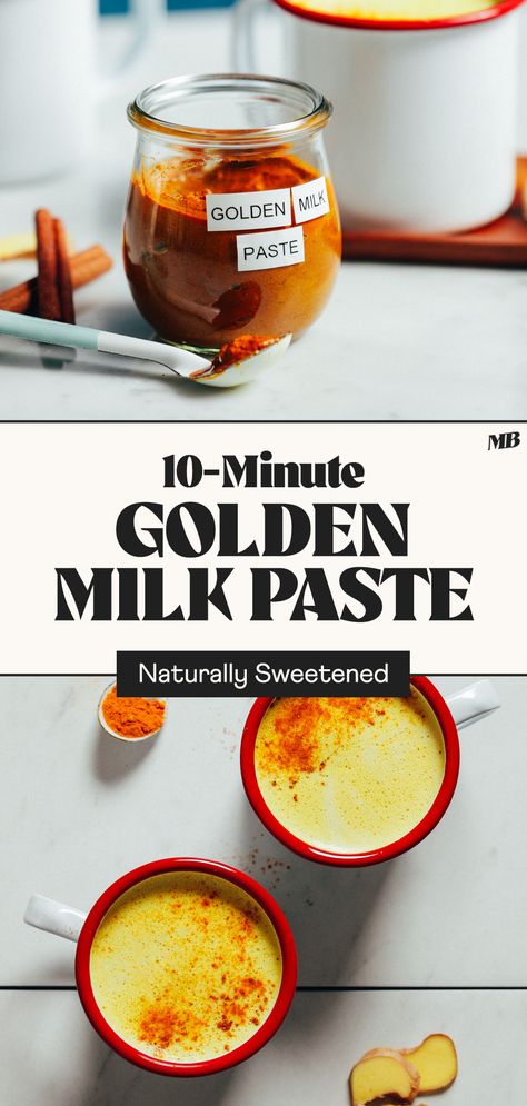 Crave golden milk but short on time? Try this 10-minute golden milk paste that puts creamy golden milk at your fingertips in minutes! Naturally sweetened, anti-inflammatory, and SO delicious. Golden Milk Paste, Vegan Golden Milk, Golden Milk Benefits, Golden Milk Recipe, Golden Milk Latte, Meals Vegan, Snacks Vegan, Coconut Syrup, Cheese Vegan