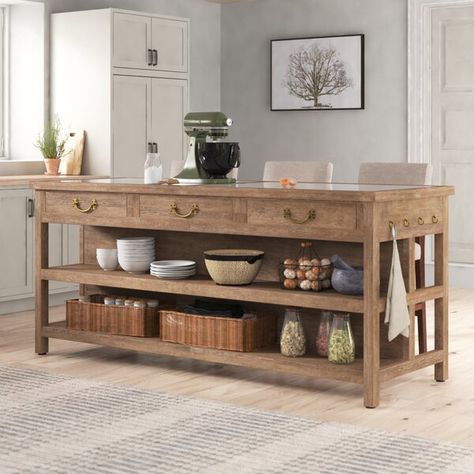 Moving Kitchen Island, Rustic Kitchen Island Ideas, Country Farm Kitchen, Kitchen Island With Drawers, Welcoming Kitchen, Dapur Rustic, Modern Country Kitchens, Kitchen Island Tops, Marble Kitchen Island