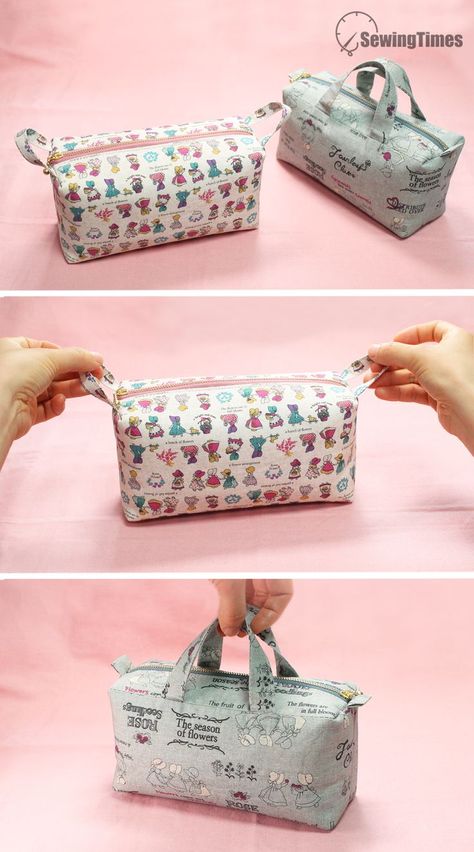 DIY EASY BOX POUCH - 2 TYPE | Toiletry bag pattern, Patchwork bags, Diy makeup bag Box Bag Pattern, Diy Toiletries, Makeup Bag Pattern, Toiletry Bag Pattern, Cosmetic Bag Pattern, Diy Makeup Bag, Projek Menjahit, Zipper Pouch Tutorial, Pouch Tutorial