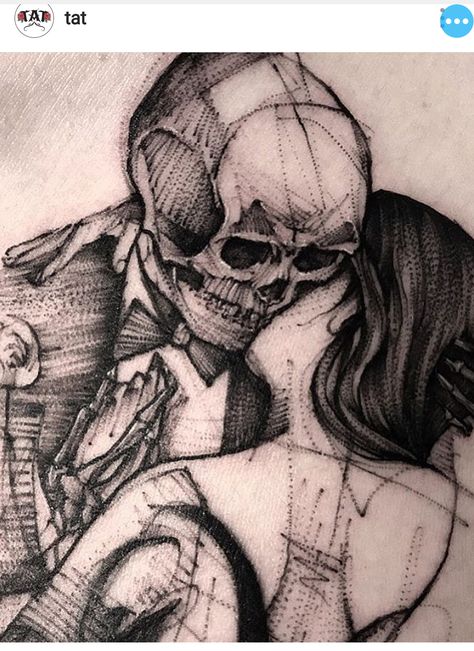 Skeleton Dancing With Woman Tattoo, Skeleton With Woman Tattoo, Woman And Skeleton Tattoo, Dancing Skull Tattoo, Skeleton Dancing With Woman, Skeleton And Woman Tattoo, Skull And Woman Tattoo, Dancing Couple Tattoo, Skeleton Dancing Tattoo