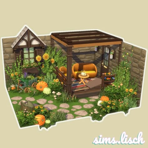 Check out my instagram for more: Sims.lisch Sims 3 Building Ideas, Sims 4 Green House Ideas, Sims 4 House With Garden, Sims 4 Cottage Floorplan, Sims Yard Ideas, Sims Outdoor Ideas, Sims Inspo House, Sims 4 Design Ideas, Sims 4 Garden Ideas Base Game