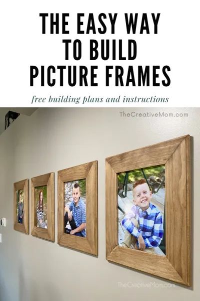 Making Picture Frames Diy, Diy Picture Frames On The Wall, Build A Picture Frame, Homemade Picture Frames, Farmhouse Picture Frames, Rustic Photo Frames, Free Building Plans, Making Picture Frames, Photo Props Diy