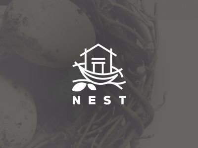 Nest Logo, Bird Nest Painting, Cleaning Company Logo, Logo Design Negative Space, Negative Space Logos, Tshirt Printing Design, Nest Design, Book Stamp, Logo Creation