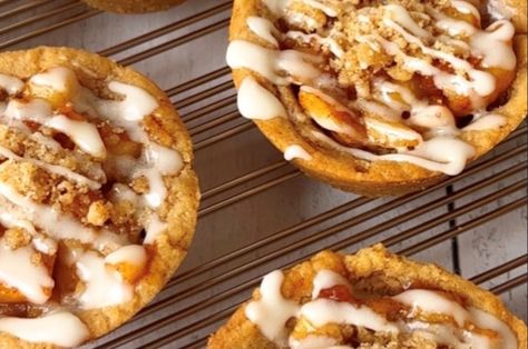 Apple Pie Cookie Cups — Sweet Monkey Apple Pie Cookie Cups, Apple Pie Cookie, Apple Pie Cookie Recipe, Frosted Pumpkin Cookies, Sweet Monkey, Bf Bf, Apple Pie Cookies, Homemade Apple Pie Filling, Homemade Apple Pie