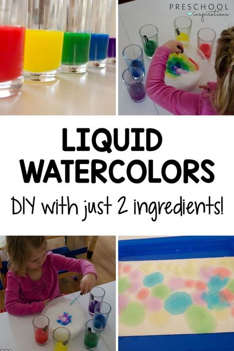 Easy and Affordable DIY Liquid Watercolor Watercolor Activities, Process Art Activities, Preschool Inspirations, Preschool Sensory, Art Recipes, Discovery Bottles, Sea Activities, Homemade Paint, Preschool Teachers