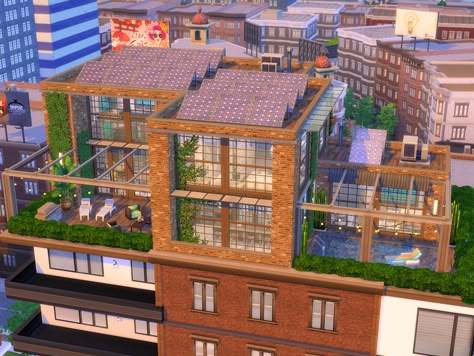 Sims Penthouse Layout, Sims 4 Penthouse Layout, Brick Penthouse, Penthouse Apartment Sims 4, Sims4 Penthouse, The Sims 4 Penthouse, Sims 4 Penthouse Cc, Sims 4 Penthouse Floorplan, Sims 4 Penthouse Ideas