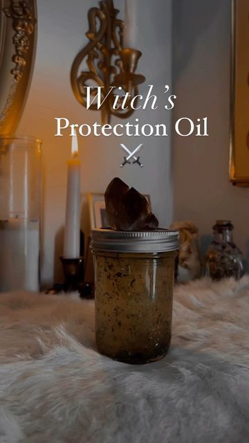 Diy Protection Oil, Protection Ingredients Witchcraft, How To Make Protection Oil, Castor Oil Witchcraft, Pentagram Oil Recipe, Protection Oil Recipe Witchcraft, Protection Oil Witchcraft, Protection Oil Recipe, Witchcraft Candle Magic