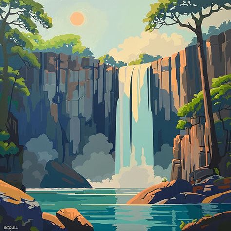 Noccalula Falls Exquisite Nature Artwork Landscape Concept Art, Scenic Images, Dnd Backgrounds, Panorama Photography, Scenic Nature, Scenic Wallpaper, Mickey Mouse Art, Beautiful Scenery Pictures, Stunning Landscapes