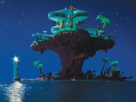 Plastic Beach at night. Plastic Beach, Gorillaz, Wallpapers