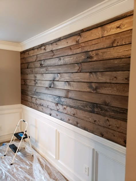 Feature Wall Modern, Farmhouse Feature Wall, Diy Faux Shiplap, Tub Bathroom, Faux Shiplap, Accent Walls In Living Room, Tile Shower Ideas, Shower Remodel, Updating House