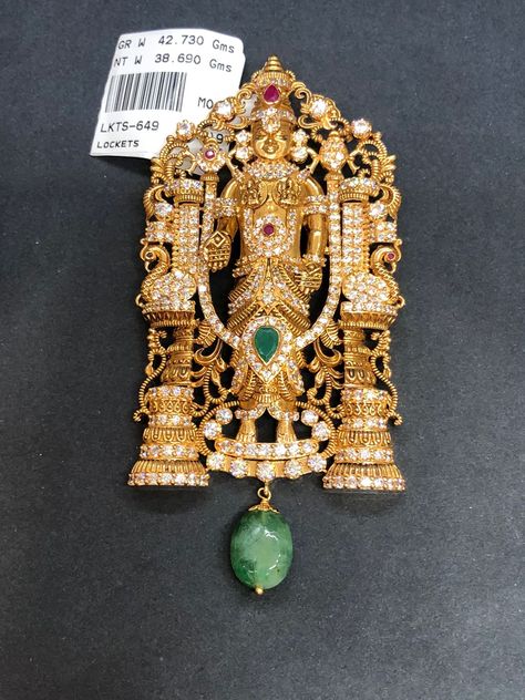 Venkateswara Swamy Lockets Gold For Men, Balaji Lockets In Gold, Pretty Gold Necklaces, Wedding Jewelry Sets Bridal Jewellery, Diamond Pendant Jewelry, Gold Temple Jewellery, Gold Pearl Jewelry, Antique Jewellery Designs, Gold Jewelry Simple Necklace