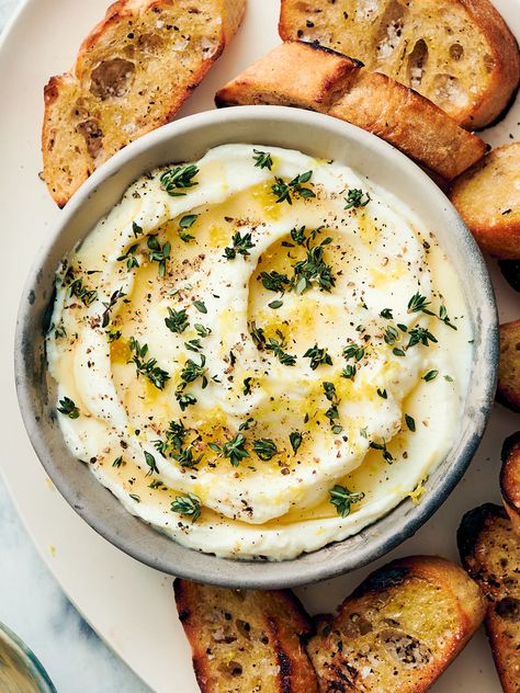 Ricotta Spread Recipes, Foodnetwork.com Recipes The Kitchen, Ricotta Dip Recipes Appetizer Ideas, Focaccia Dip, Honey Ricotta Dip, Lemon Ricotta Dip, Ricotta Dip With Honey, Whipped Dip, Whipped Ricotta Dip