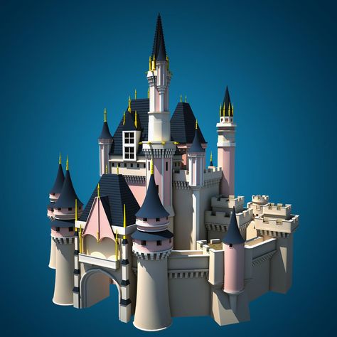 Fantasy castle 3D Model #AD ,#Fantasy#castle#Model 3d Castle, Castle Crafts, Castle Exterior, Cardboard Castle, Wooden Castle, Neoclassical Architecture, Castle Designs, 3d Studio, 3d Modelle