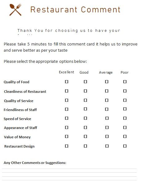 Restaurant Survey Form, Food Feedback Ideas, Restaurant Feedback Form, Customer Feedback Template Design, Customer Feedback Template, Customer Satisfaction Survey Template, Feedback Template, Income Increase, Money Making Projects