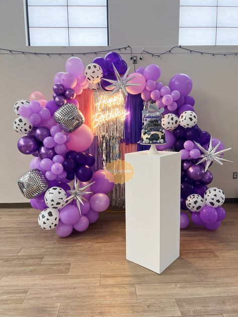 Cowgirl Balloon Garland, Cowgirl Balloons, Purple Cowgirl, Disco Cowgirl, Cowgirl Party, Balloon Garland, Balloon Decorations, Balloons, Purple