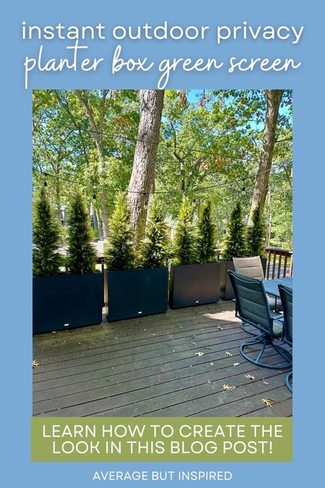 Privacy Screen Planter Box for Deck or Patio: Easy Outdoor Privacy Solution Deck Plant Privacy Ideas, Deck Planters For Privacy, Privacy Screen Planter Boxes, Create Privacy On Deck, Privacy Screen Planter, Privacy Screen Outdoor Pots & Planters, Diy Swag, Privacy Planter, Deck Or Patio