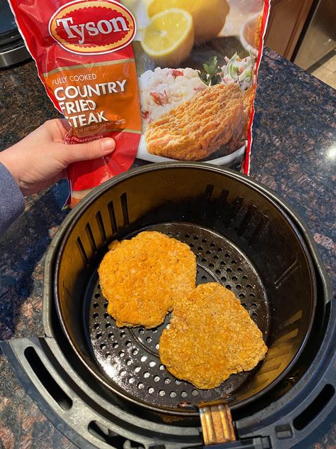 Frozen Chicken Fried Steak In The Air Fryer – Melanie Cooks Air Fry Country Fried Steak, Air Fryer Country Fried Steak, Steak In Air Fryer, Steak In The Air Fryer, Country Fried Steak Recipe, Country Fried Chicken, Chicken Fried Steak Recipe, Breaded Steak, New Air Fryer Recipes