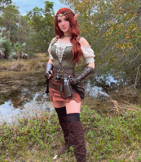 Madi | I’ll take any excuse I can to dress up as an elf 😌🧝🏻‍♀️ Had such a fun time at the Brevard renaissance faire! 🐉🏰🧚🏻 | Instagram Madison Kate, Blonde With Freckles, Medieval Girl, Ren Faire Outfits, Elf Cosplay, Warrior Costume, Fair Outfits, Final Boss, Elf Clothes