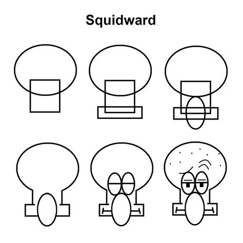 Step-by-step tutorial to draw Squidward from SpongeBob SquarePants Easy Drawings For Beginners Spongebob, Spongebob Painting Tutorial, Spongebob Painting Ideas Easy, How To Draw Squidward, Spongebob Drawings Easy Step By Step, How To Draw Spongebob Step By Step, Sponge Bob Drawing Easy, Easy Spongebob Drawing, Doodle Squidward