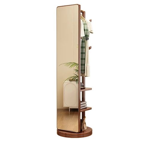 Solid wood rotating dressing mirror, floor mounted mirror, household full body mirror, movable bedroom hanger, coat rack - AliExpress Rotating Mirror, Full Mirror, Freestanding Mirrors, Full Body Mirror, Mirror Hangers, Body Mirror, Dressing Mirror, Diy Home Furniture, Standing Mirror