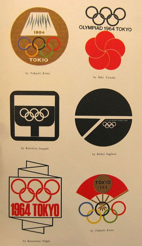 Designs for Tokyo Olympics 1964 (from Parsons School for Design) Logo Design Japan, Olympic Design, Olympic Logo, Japan Logo, Japanese Logo, Vintage Poster Design, Poster Design Inspiration, Retro Logos, Tokyo Olympics